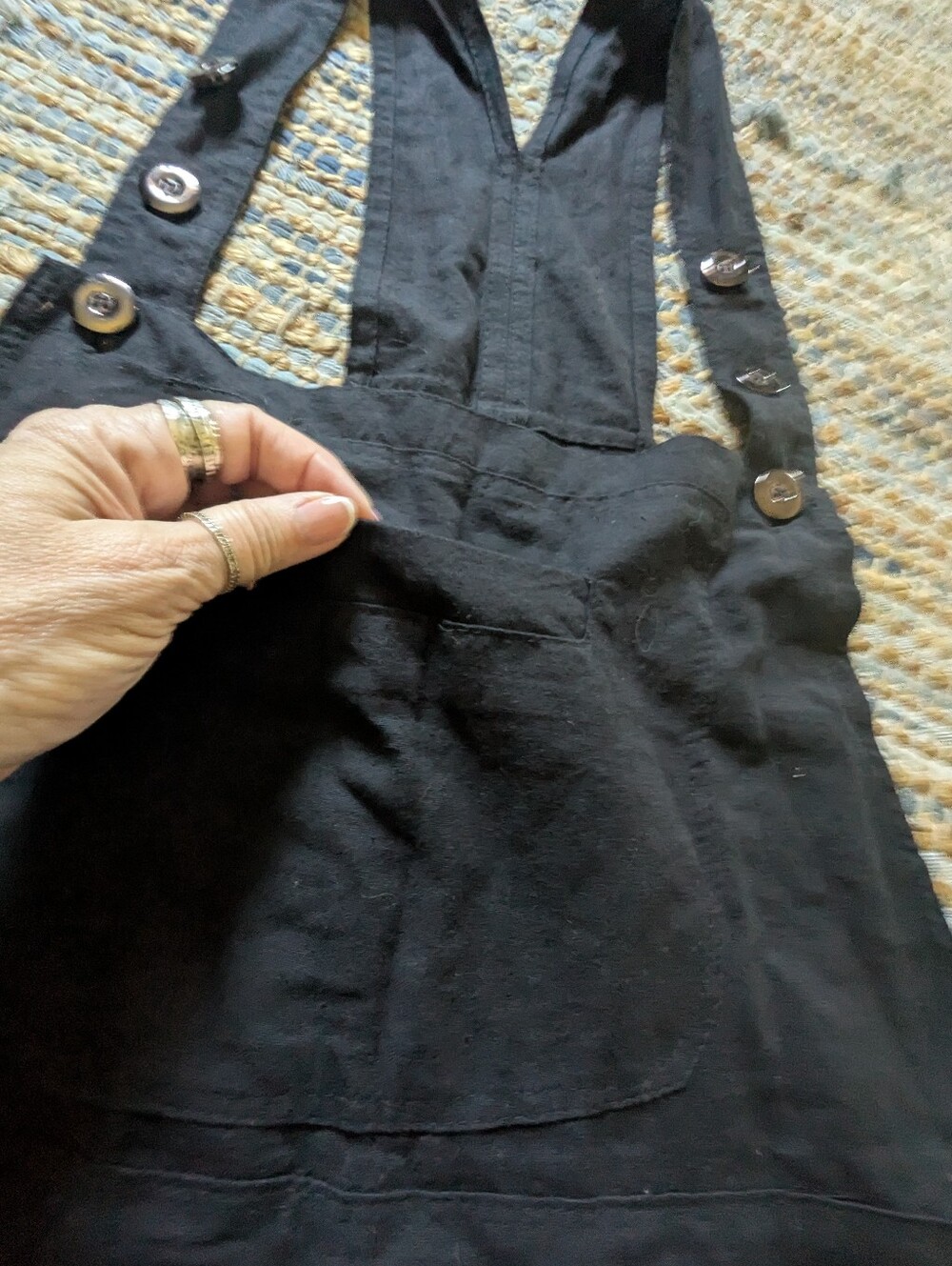 NWT Black Overalls L Jumpsuit Minimalist Casual Relaxed Adjustable Button Strap - Picture 15 of 15